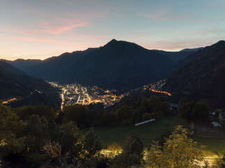 Nestled in the mountains, this property offers breathtaking views of the valley below.