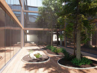 This stunning property boasts a modern glass and wood design, creating a bright and airy atmosphere.