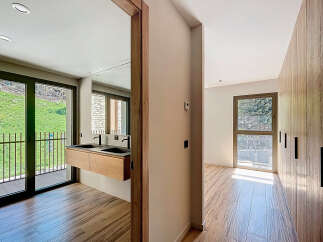 Discover modern luxury in this stunning property, featuring a sleek bathroom with a double sink and a spacious walk-in closet.