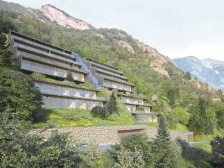 Luxury mountainside apartments with stunning views.