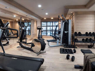 This luxurious chalet boasts a state-of-the-art fitness center, complete with top-of-the-line equipment such as treadmills, ellipticals, and weight machines.
