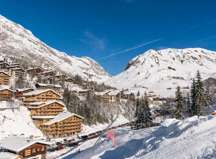 Nestled in the heart of the French Alps, this stunning chalet offers breathtaking views of snow-capped mountains and a charming village.