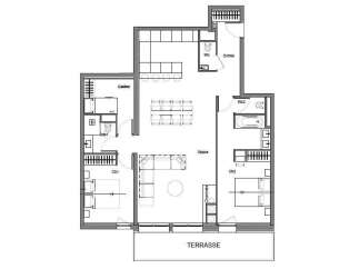 Discover this spacious apartment featuring a large living room with a fireplace, perfect for cozy evenings.