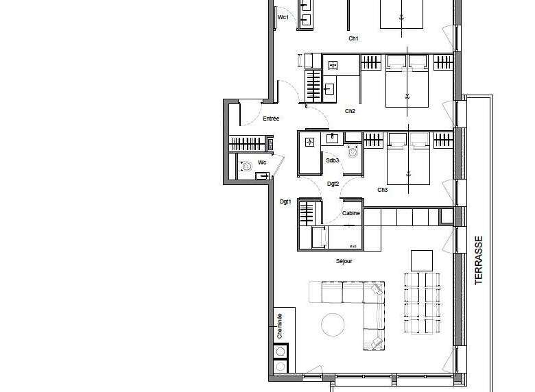 This stunning property boasts a spacious living area, three bedrooms, and two bathrooms.