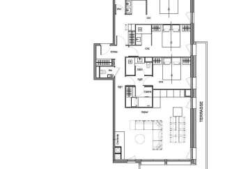 This stunning property boasts a spacious living area, three bedrooms, and two bathrooms.
