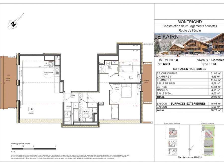 Discover a stunning T3+ apartment in Montriond, part of a new construction project with 31 collective housing units.