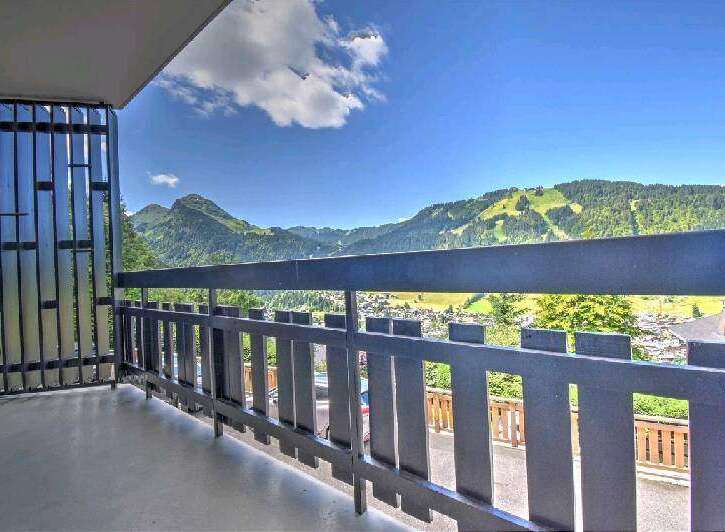 Mountain view balcony in a chalet.