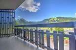 Mountain view balcony in a chalet.