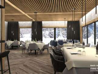 Hotel B in Kolasin 1450 offers a sophisticated dining experience with stunning views.