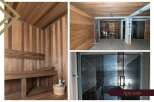 Indulge in the luxurious spa zone featuring a serene sauna crafted from rich, aromatic wood.