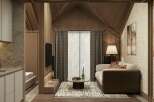 Cozy studio apartment with a modern and minimalist design.