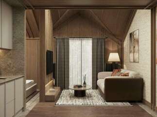 Cozy studio apartment with a modern and minimalist design.