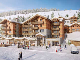 Luxury ski-in/ski-out apartments in Les Loges Blanches, offering breathtaking mountain views and direct access to the slopes.