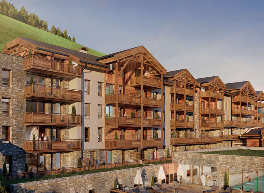 Luxury apartments in the French Alps with stunning mountain views.