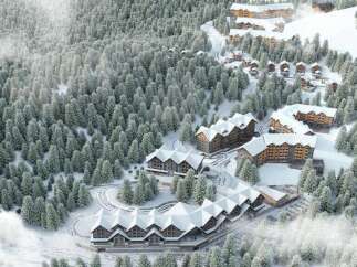 Nestled in a snow-covered forest, this stunning resort offers breathtaking views and luxurious accommodations.