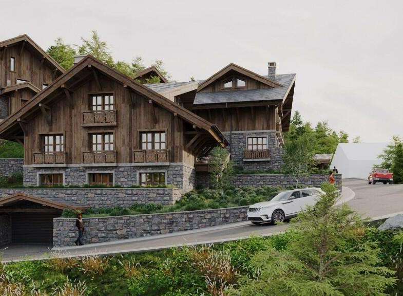 Luxury chalet nestled in the mountains, boasting stunning architecture and breathtaking views.