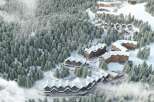 Nestled in a snow-covered forest, this stunning resort offers breathtaking views and luxurious accommodations.