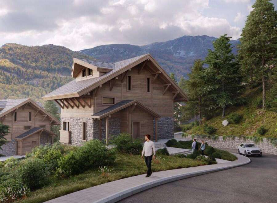 Luxury chalet nestled in the mountains with stunning views.