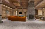 This stunning chalet boasts a spacious open-plan living area with a cozy fireplace, perfect for relaxing after a day on the slopes.