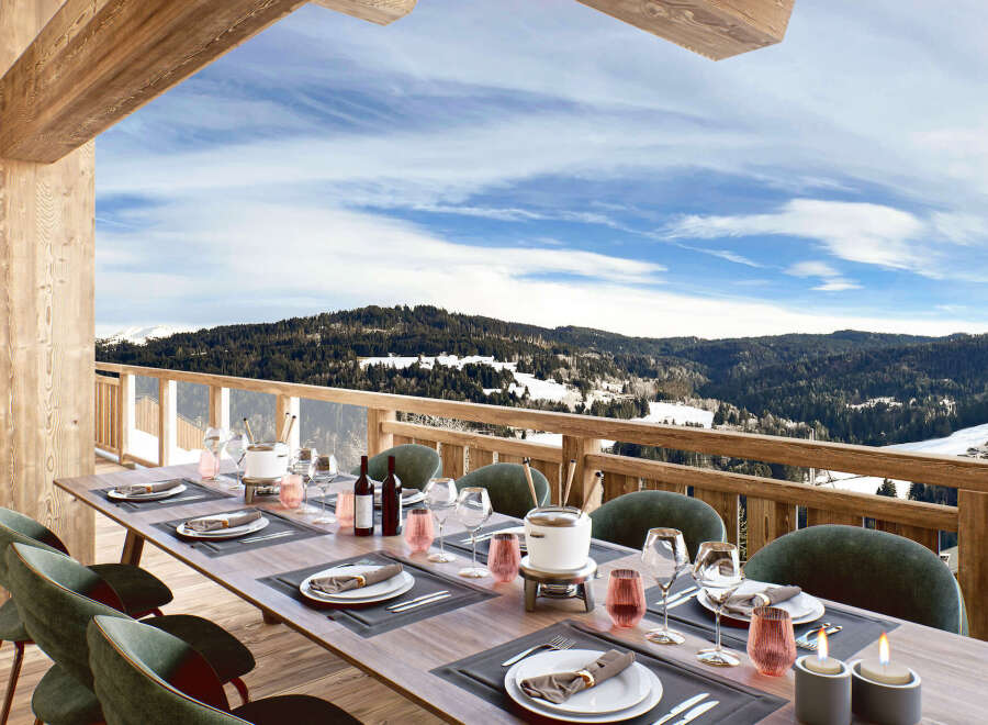 Luxury chalet with breathtaking panoramic mountain views.