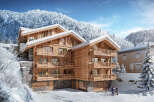This stunning chalet boasts a prime location in a snow-covered mountain setting, offering breathtaking views.