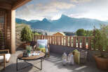 Enjoy breathtaking mountain views from this stunning balcony.