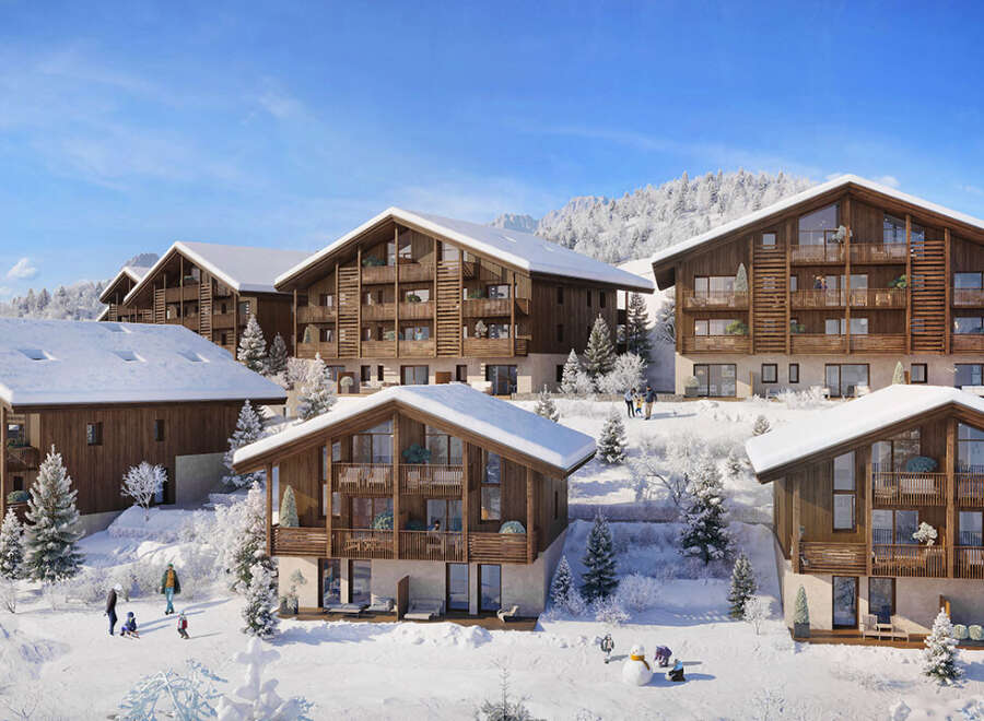 Experience the ultimate winter getaway in these stunning chalets nestled in a snowy paradise.