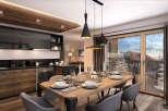 Experience luxury living in this stunning property, featuring a modern kitchen with sleek cabinetry and top-of-the-line appliances.