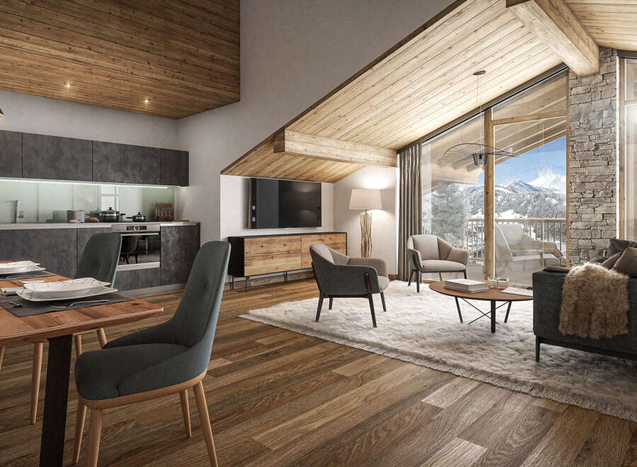 Experience luxury living in this stunning chalet with breathtaking mountain views.