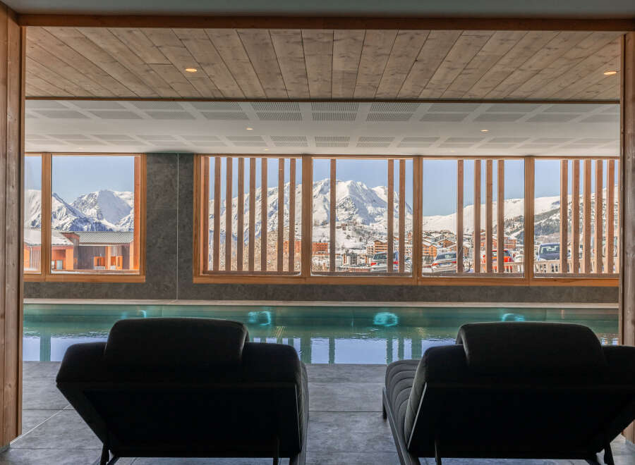Luxury chalet with indoor pool and stunning mountain views.