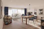 This stunning apartment boasts an open-plan living and dining area, perfect for entertaining.