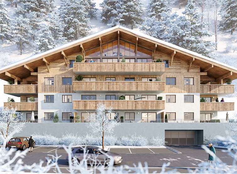 Luxury Apartments in a Snow Covered Mountain Setting.