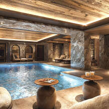 Indulge in the ultimate luxury with this stunning indoor pool and spa.