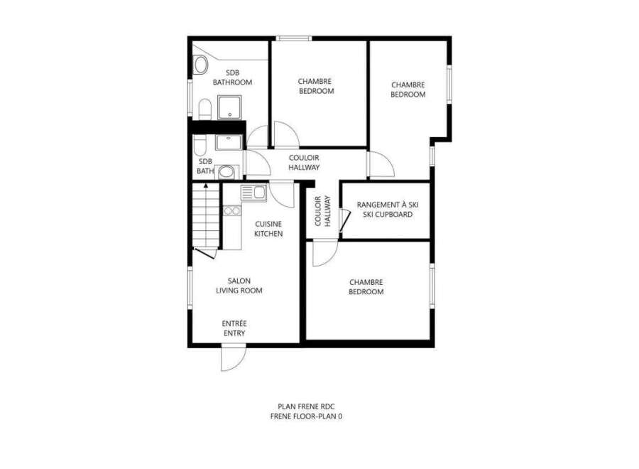 This charming 3-bedroom chalet boasts a spacious living room, a well-equipped kitchen, and two bathrooms.