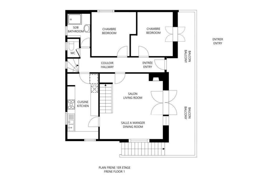 This stunning property boasts two bedrooms, a bathroom, and a well-equipped kitchen.