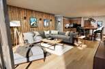 This stunning property boasts a cozy living area with a modern L-shaped sofa, perfect for relaxation.