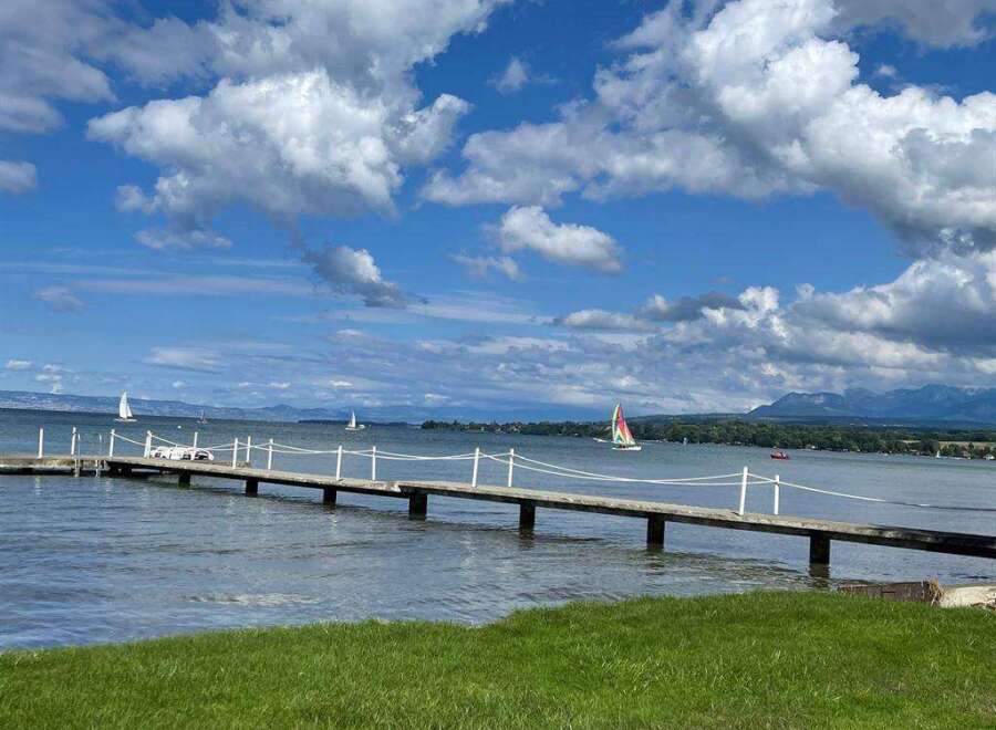 Lakefront property with private dock, offering serene views and easy access to watersports.