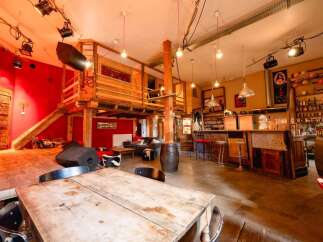 Rustic-chic bar with a unique loft-style design.