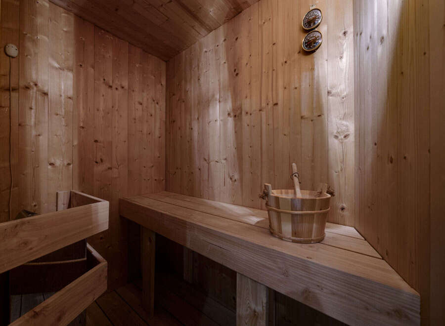 Step into your own private oasis with this stunning sauna.