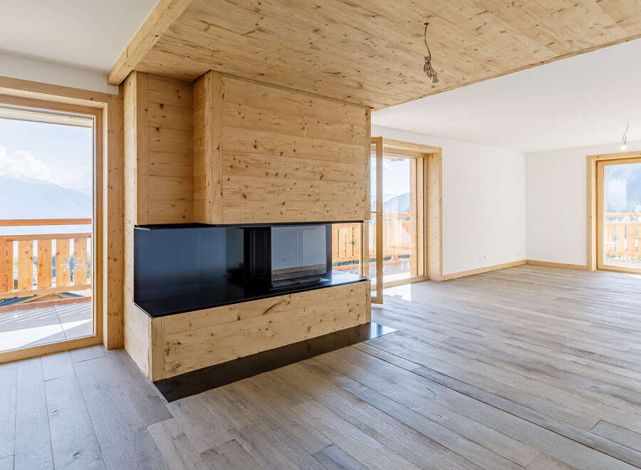 Experience the warmth of this stunning wooden interior.