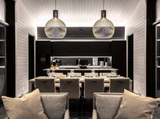 Experience modern luxury in this stunning dining area.