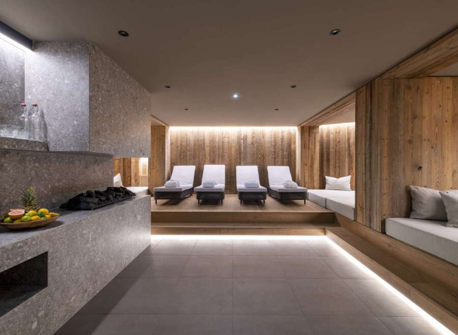 Relax and rejuvenate in our luxurious spa, featuring a tranquil relaxation area with comfortable loungers and a soothing atmosphere.