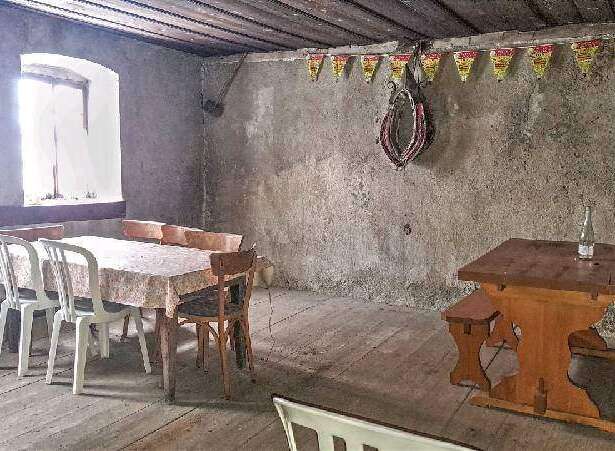 Rustic dining room with vintage charm.
