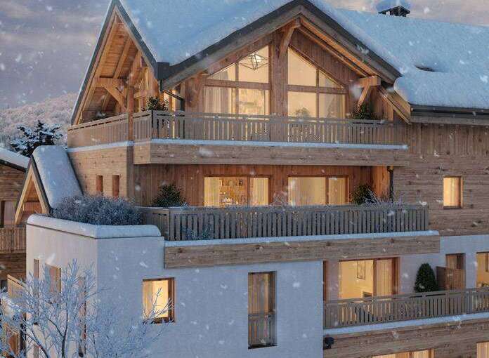 Luxury chalet apartment in a stunning snowy setting.