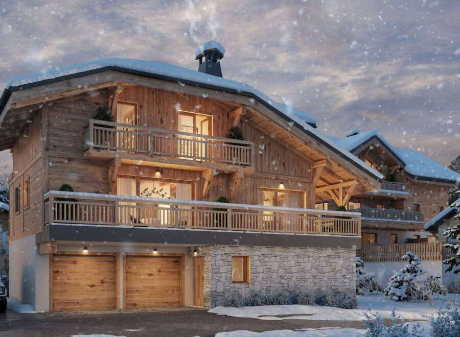 Luxury chalet in the French Alps with stunning mountain views.