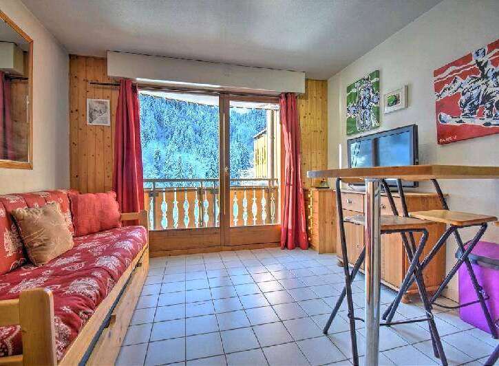 Cozy apartment with stunning mountain views and a comfortable fold-out sofa bed.