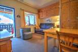 Cozy chalet apartment with stunning mountain views.