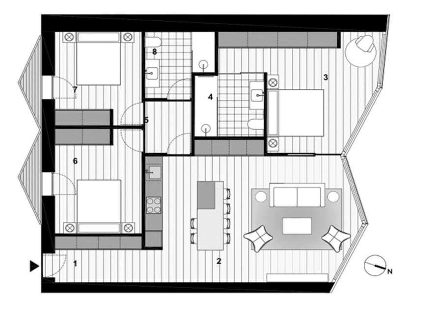 This stunning apartment boasts two bedrooms, each with its own unique character and ample closet space.