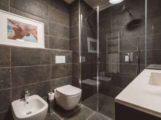Step into a modern bathroom oasis.