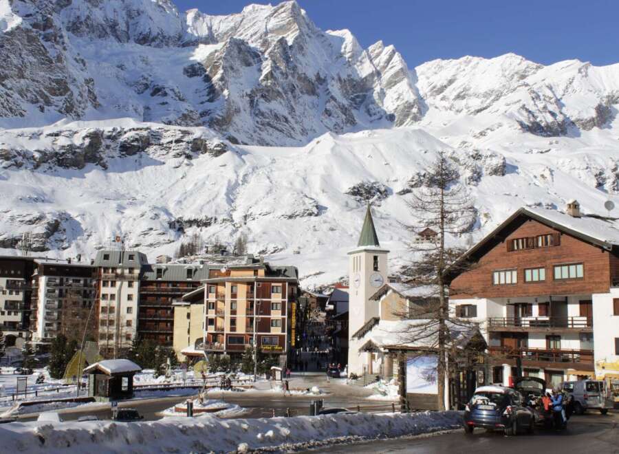 Experience the charm of a snow-covered mountain village.